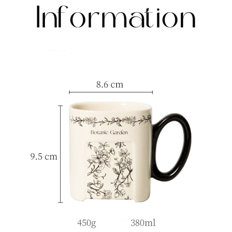 Retro Floral Graffiti Ceramic Mug Coffee Cup