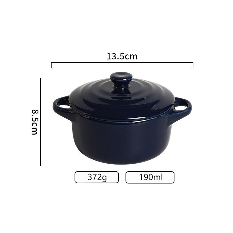 Light luxury ceramic with cover double ear small soup bowl for family children's bird's nest steamed egg stew bowl