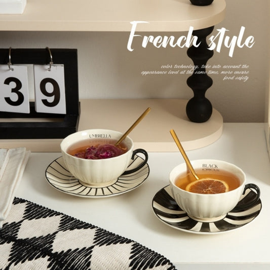 Retro Senior Sense Black And White Ceramic Coffee Cup And Saucer Set