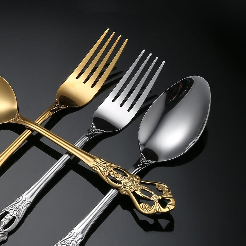 Court-Style Relief Stainless Steel Western Tableware