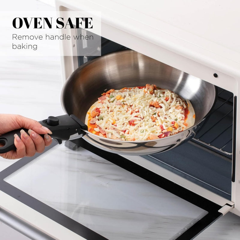 304 Stainless Steel Smooth Surface Detachable Handle Non-Stick Cookware Set