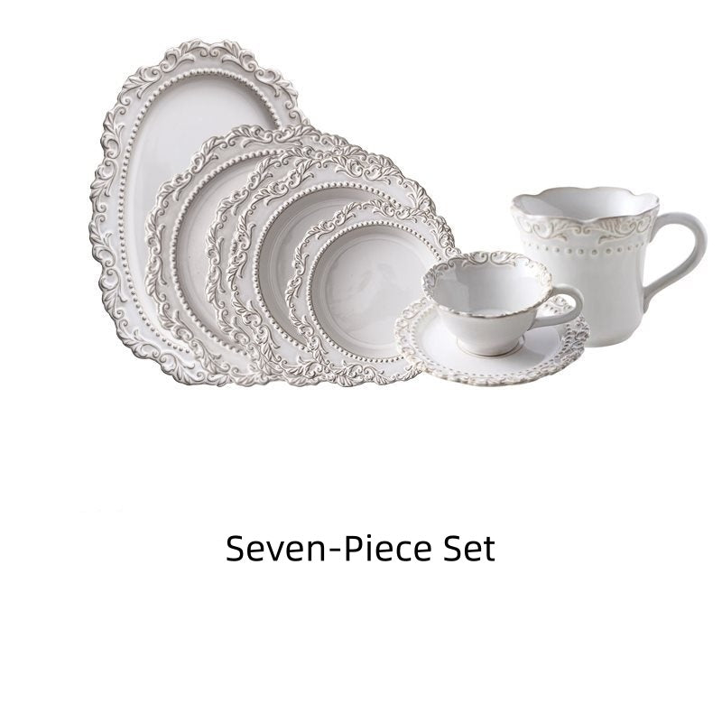 Retro Relief Western Food Pasta Plate Ceramic Tableware Home Soup Plate Dessert Plate Salad Plate