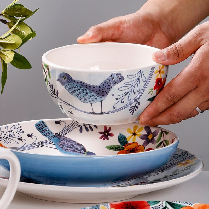 Creative Forest Series Painted Ceramic Plate Home Plate Set