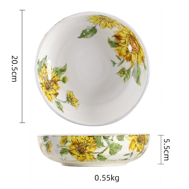 Creative Ceramic Soup Plates, Hand-Painted 8-Inch Deep Plates, Western Tableware, Round Household Vegetable Plates, Salad Bowls And Plates