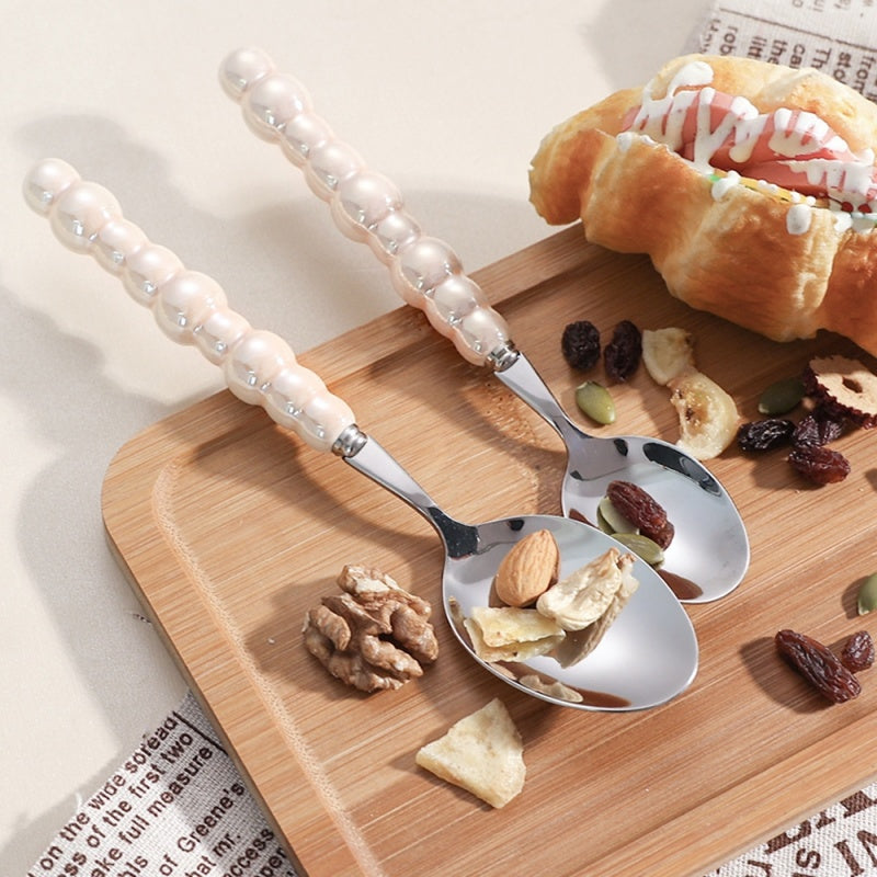 Creative Stainless Steel Ceramic Pearl-Shaped Handle Tableware