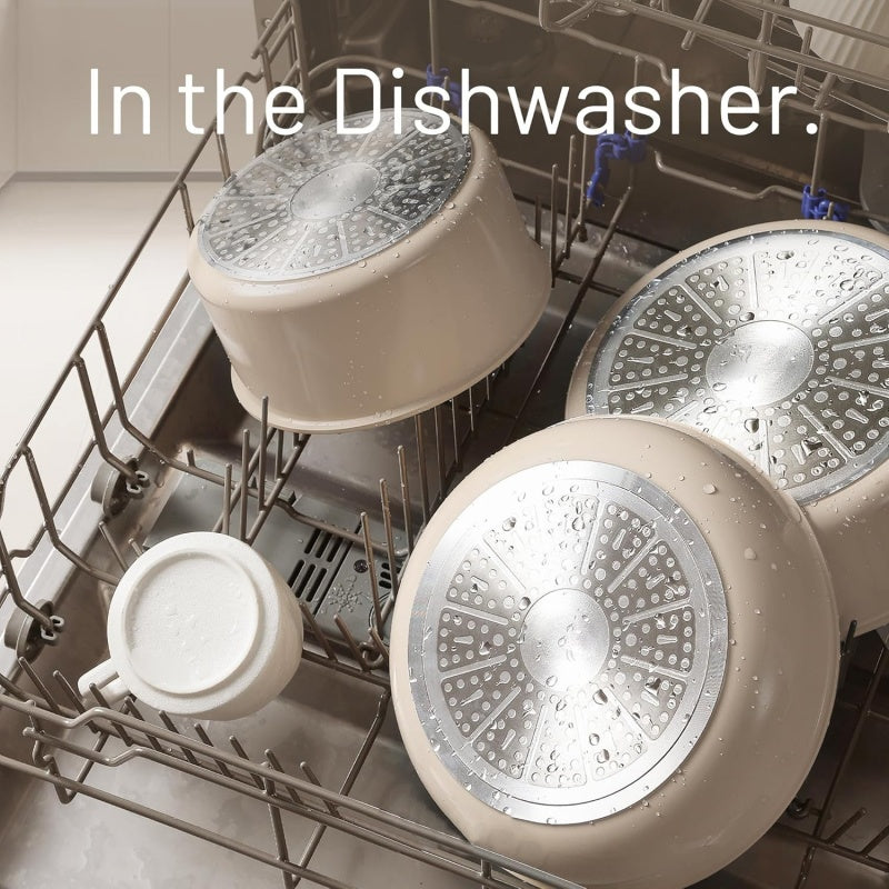 Beige Detachable Handle Universal Household Ceramic Non-Stick Pan Set