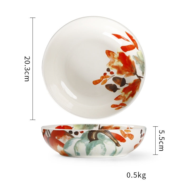 Creative Ceramic Soup Plates, Hand-Painted 8-Inch Deep Plates, Western Tableware, Round Household Vegetable Plates, Salad Bowls And Plates