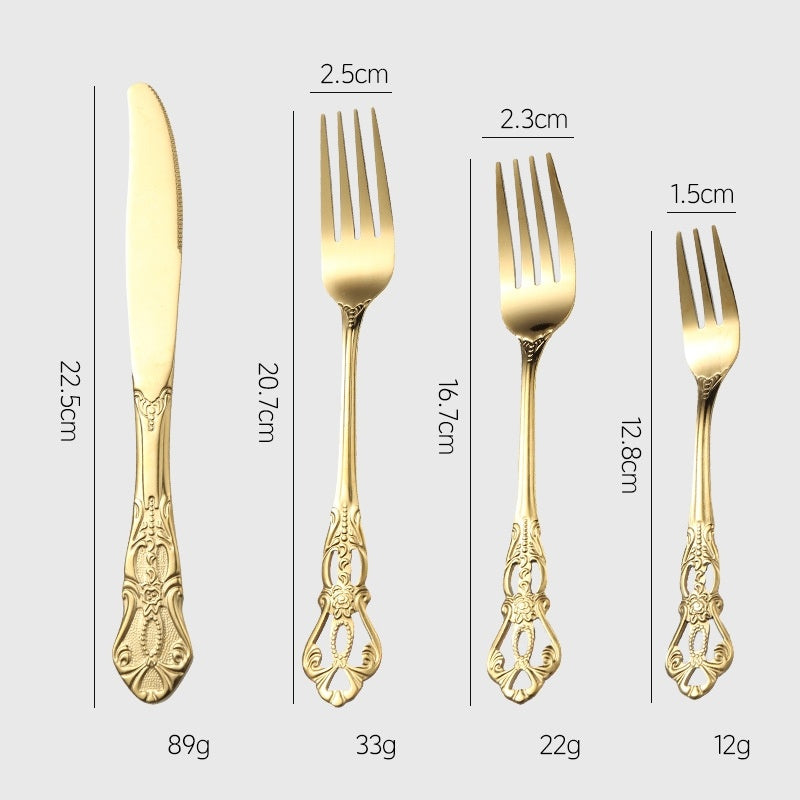 Court-Style Relief Stainless Steel Western Tableware