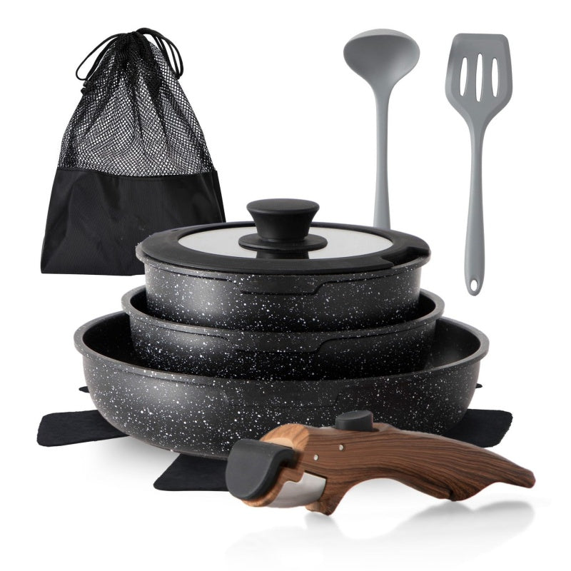 Detachable Handle Household Non-Stick Cookware Set Portable Storage Bag