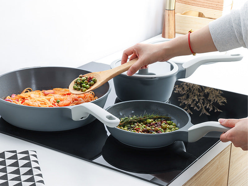 Grey Tourmaline Non-Stick Cookware Set For Home Kitchen