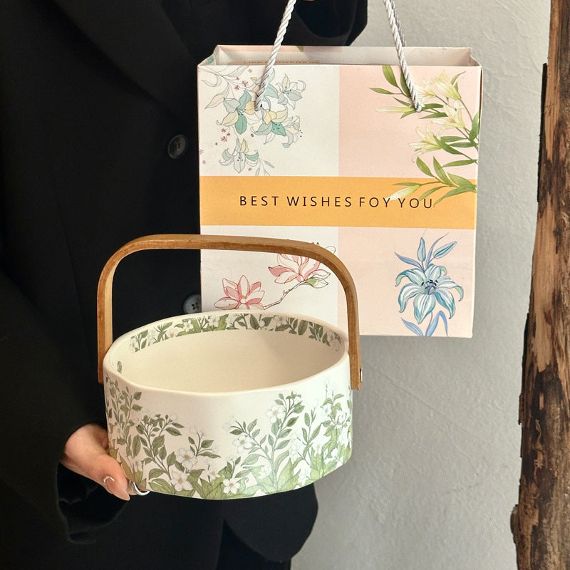 Original niche design sense osmanthus hand-held ceramic fruit basket