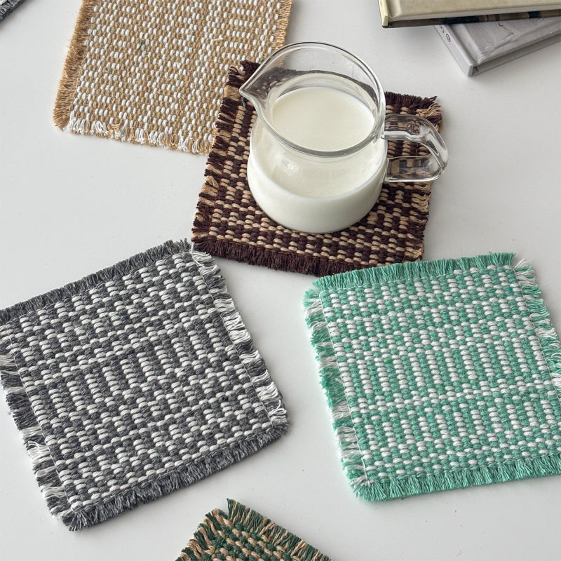 Retro Fabric Woven Coasters Set Of Five