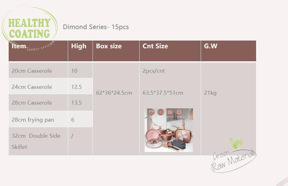 Diamond-Patterned Cookware Set, Suitable For Home Kitchen Non-Stick Stewing