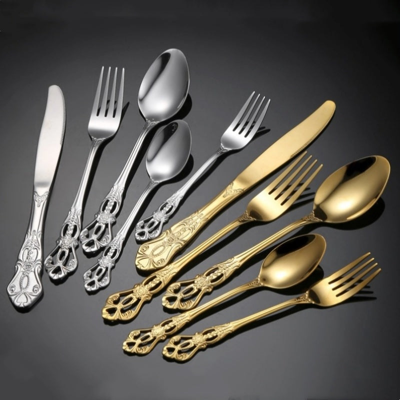 Court-Style Relief Stainless Steel Western Tableware