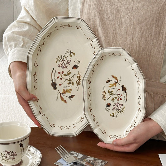 Retro Floral Ceramic Dinnerware Set Of Three Pieces