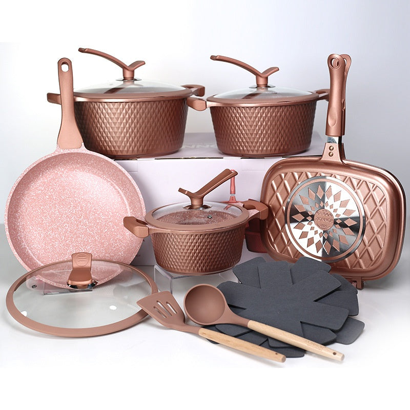 Diamond-Patterned Cookware Set, Suitable For Home Kitchen Non-Stick Stewing