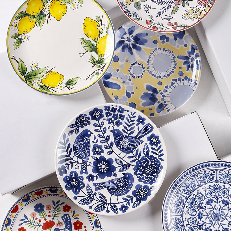 Creative Painted 9-Inch Ceramic Plate 4 Piece Set