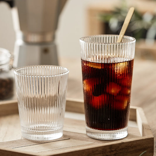 Two-Piece Set Of Creative Vertical Pattern Household Transparent Glass Cups
