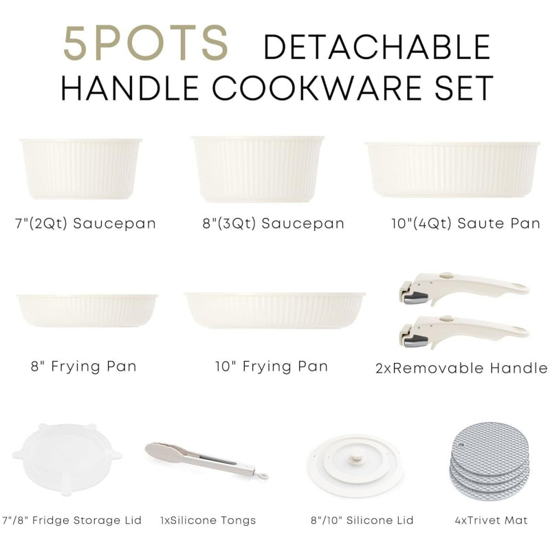 Detachable Handle Ceramic Universal Household Non-Stick Cookware Set