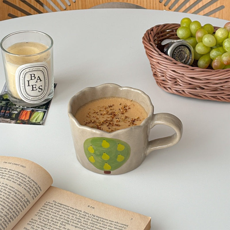 Hand-Painted Rough Clay Irregular Hand-Shaped Mug