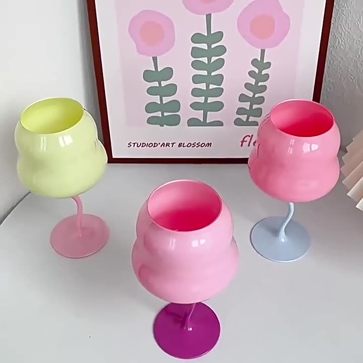 Macaron candy-colored fresh and bright wine goblets