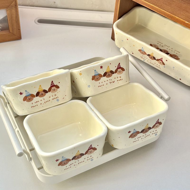 Simple and lovely division fruit tray living room household zero sugar dried fruit nut snack tray dessert storage box