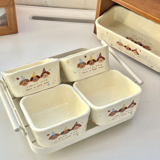 Simple and lovely division fruit tray living room household zero sugar dried fruit nut snack tray dessert storage box