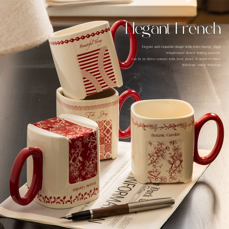 Retro Floral Graffiti Ceramic Mug Coffee Cup