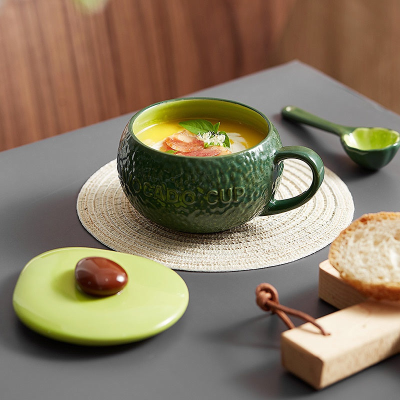 Avocado Cute Milk Coffee Cup Ceramic Cup Three-Piece Set