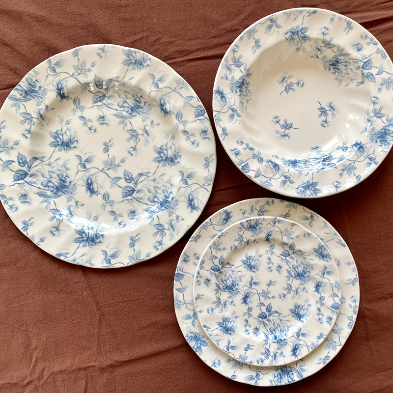 Underglaze Color Blue Flower Dinner Plate Grain Bowl Soup Plate Coffee Cup