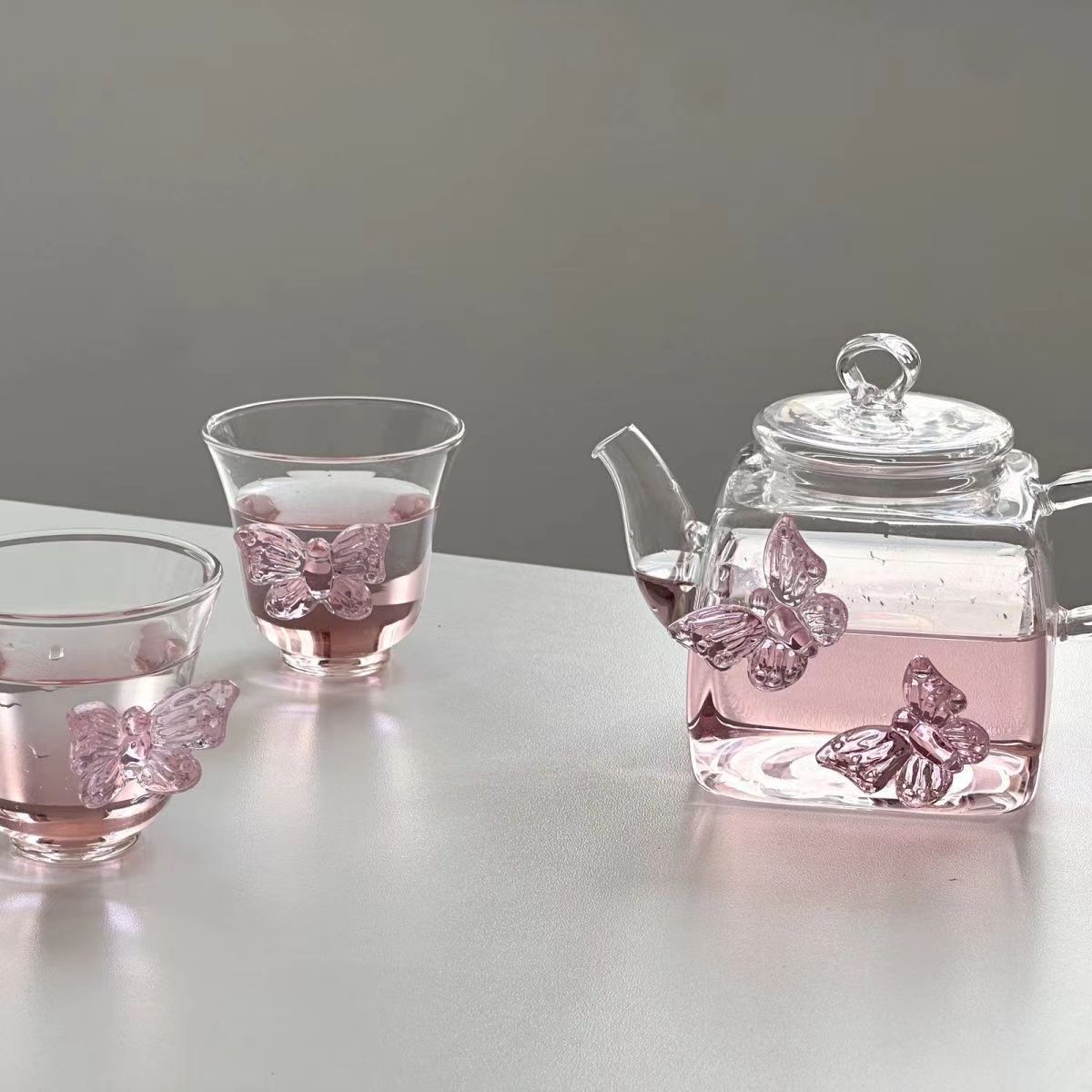 Spring butterfly cup pot set butterfly glass water cup