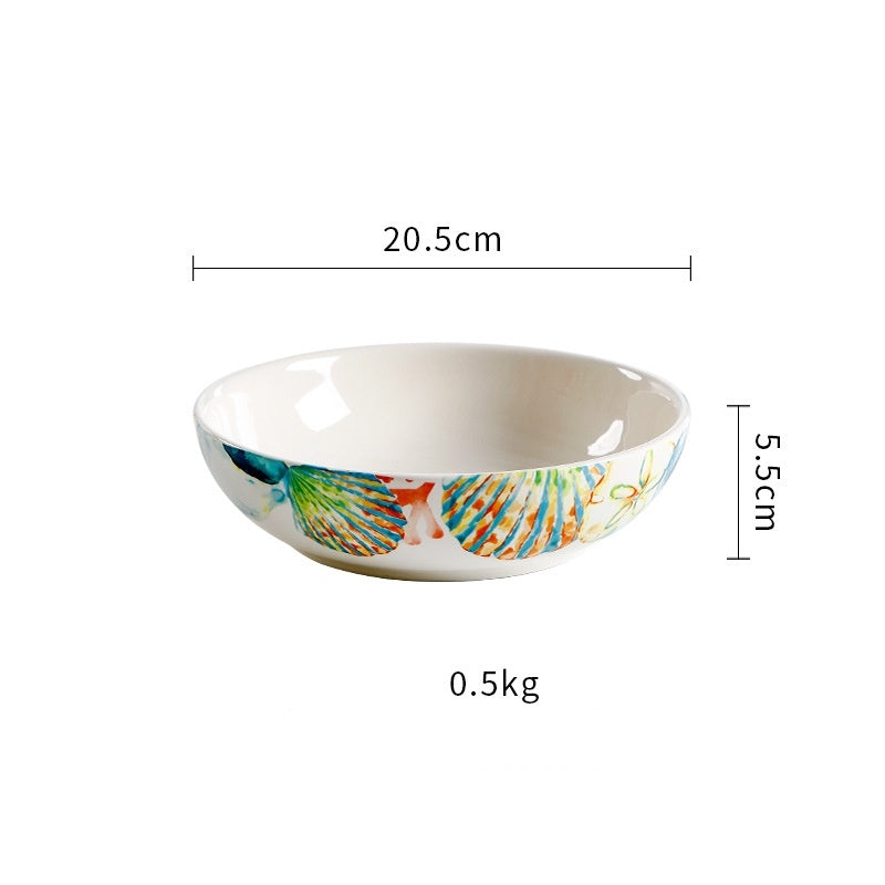 Creative Ceramic Soup Plates, Hand-Painted 8-Inch Deep Plates, Western Tableware, Round Household Vegetable Plates, Salad Bowls And Plates