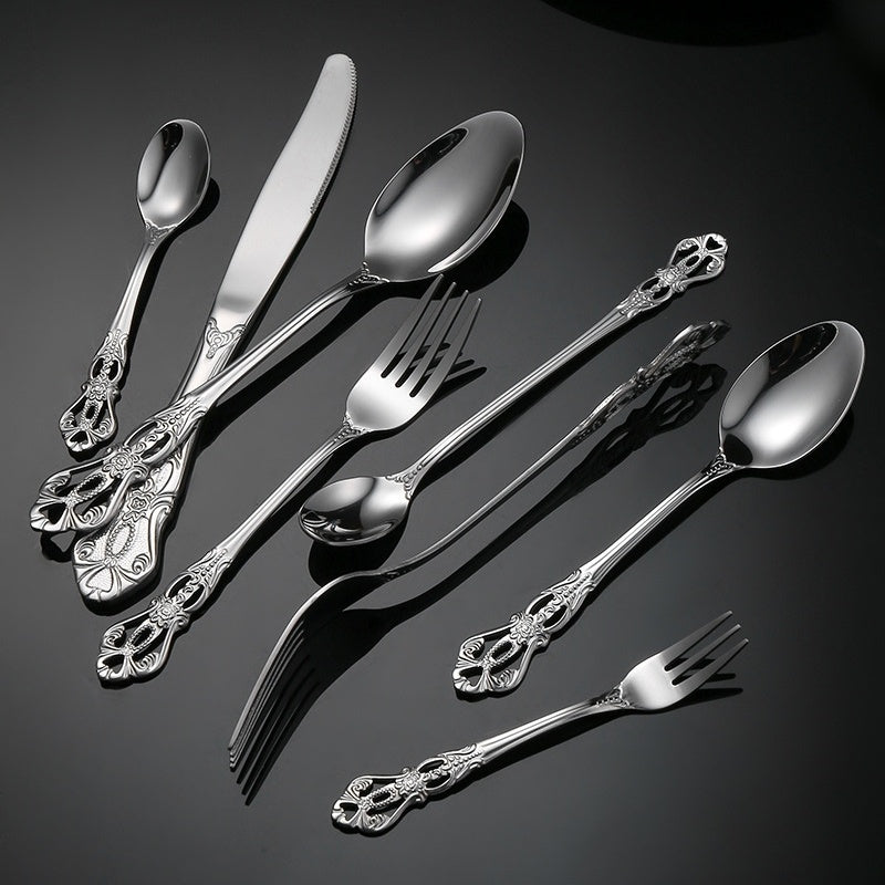 Court-Style Relief Stainless Steel Western Tableware