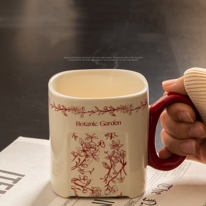 Retro Floral Graffiti Ceramic Mug Coffee Cup