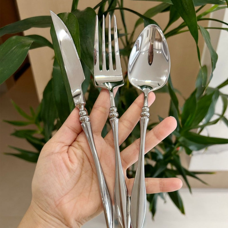 Retro Stainless Steel Mirror-Polished Western Tableware