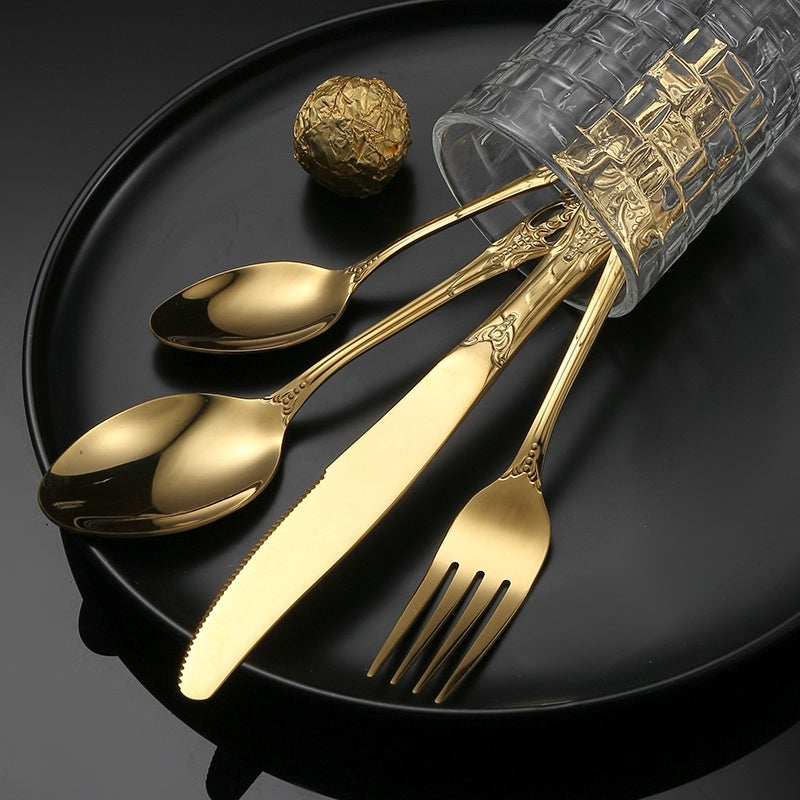 Court-Style Relief Stainless Steel Western Tableware