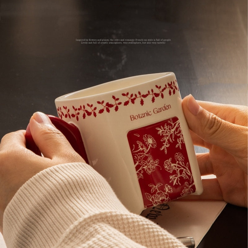 Retro Floral Graffiti Ceramic Mug Coffee Cup