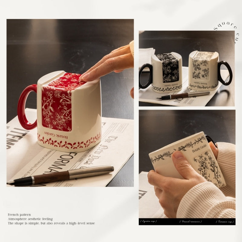 Retro Floral Graffiti Ceramic Mug Coffee Cup