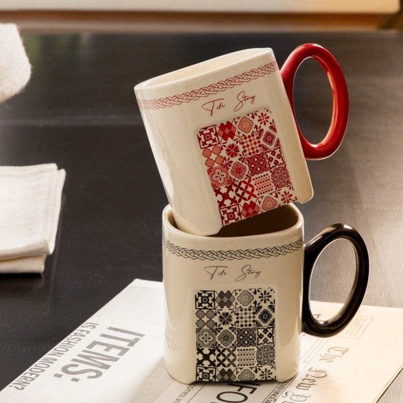 Retro Floral Graffiti Ceramic Mug Coffee Cup