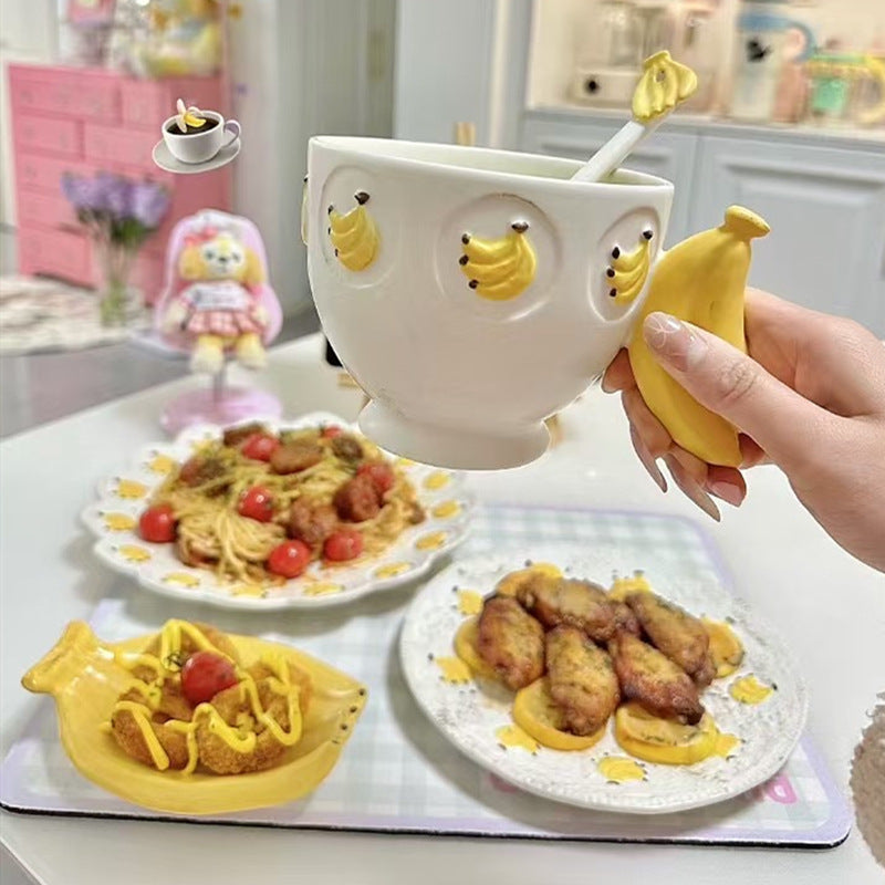 Banana do old series ceramic tableware set household rice bowl soup bowl salad plate breakfast cup