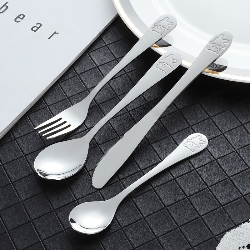 Children's Stainless Steel Cartoon Bear Creative Tableware