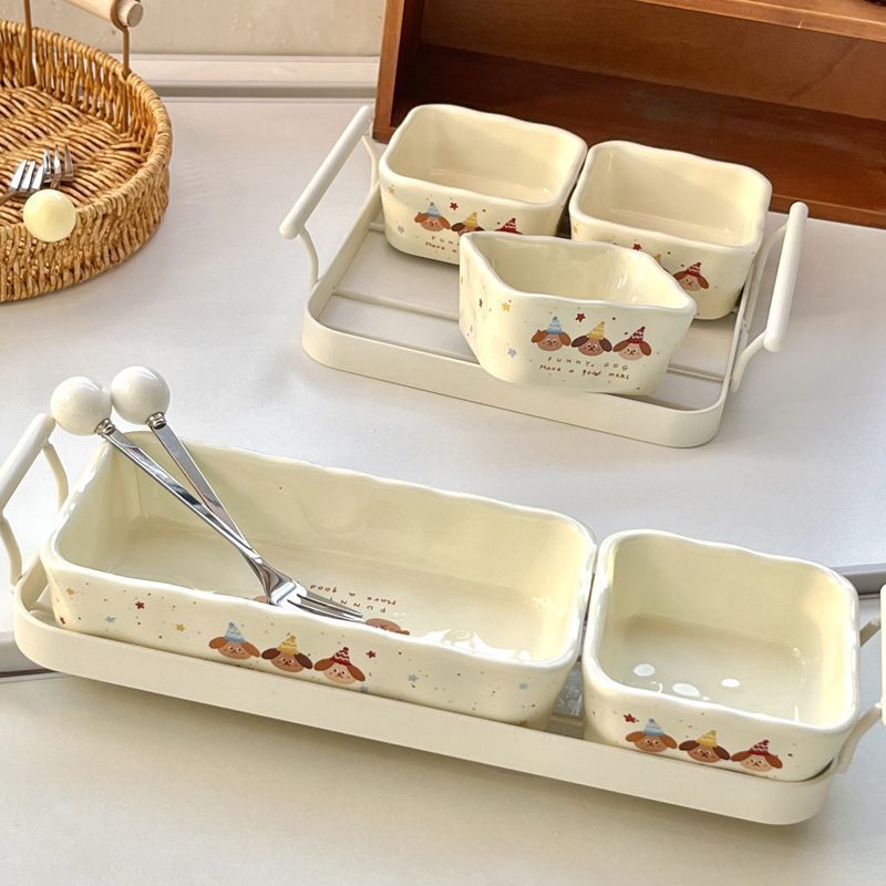 Simple and lovely division fruit tray living room household zero sugar dried fruit nut snack tray dessert storage box