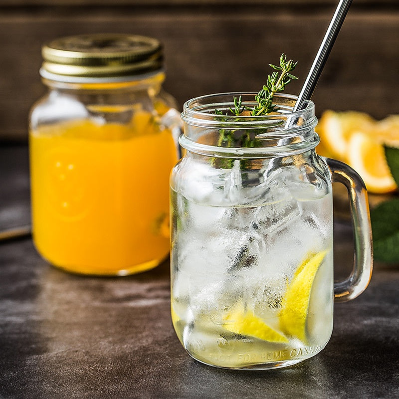 Retro Style Glass Transparent Water Cup For Juice And Coffee With A Lid