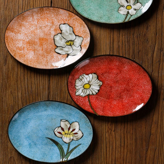 Vintage Oval Plate Under Glaze Home Dining Room