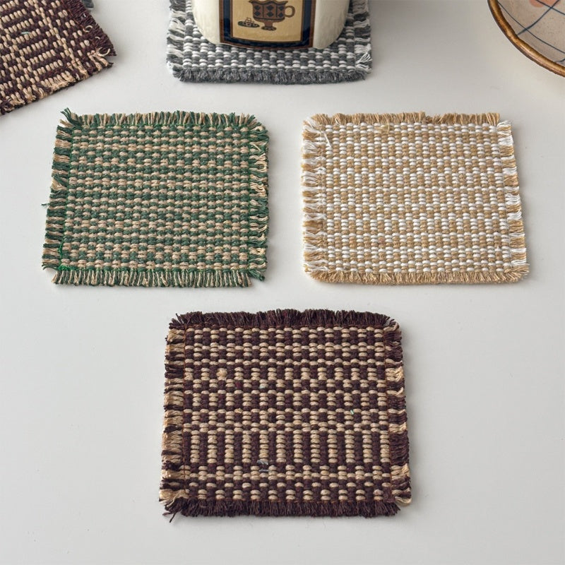 Retro Fabric Woven Coasters Set Of Five