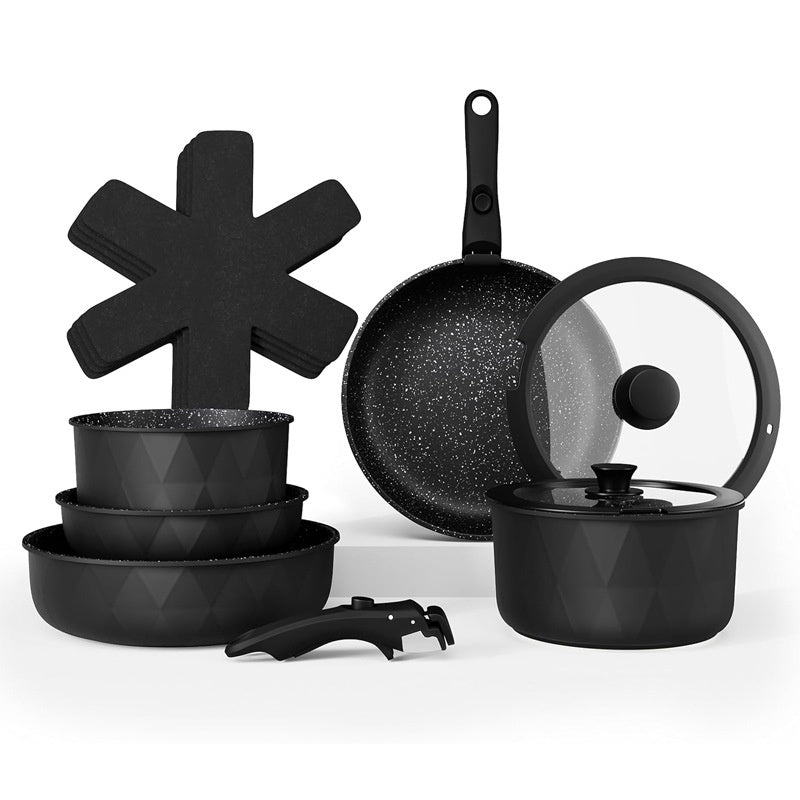 Detachable Patterned Tourmaline Cookware Set For Household Non-Stick Pans