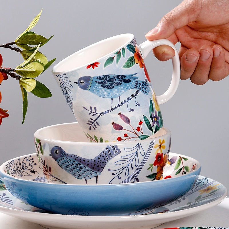 Creative Forest Series Painted Ceramic Plate Home Plate Set