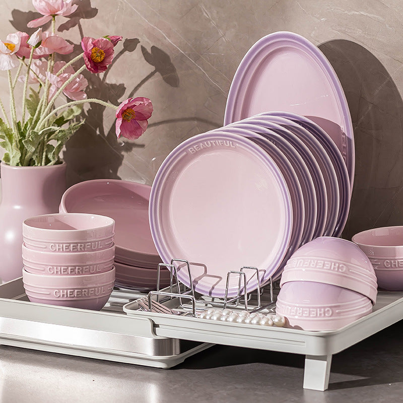 Underglaze Bowl Set Plate Advanced gradient purple ceramic tableware set plate and bowl set