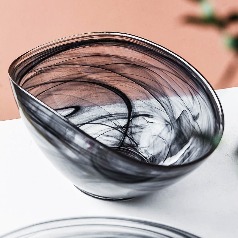 Creative Handcrafted Ink-Wash Glass Fruit Plate