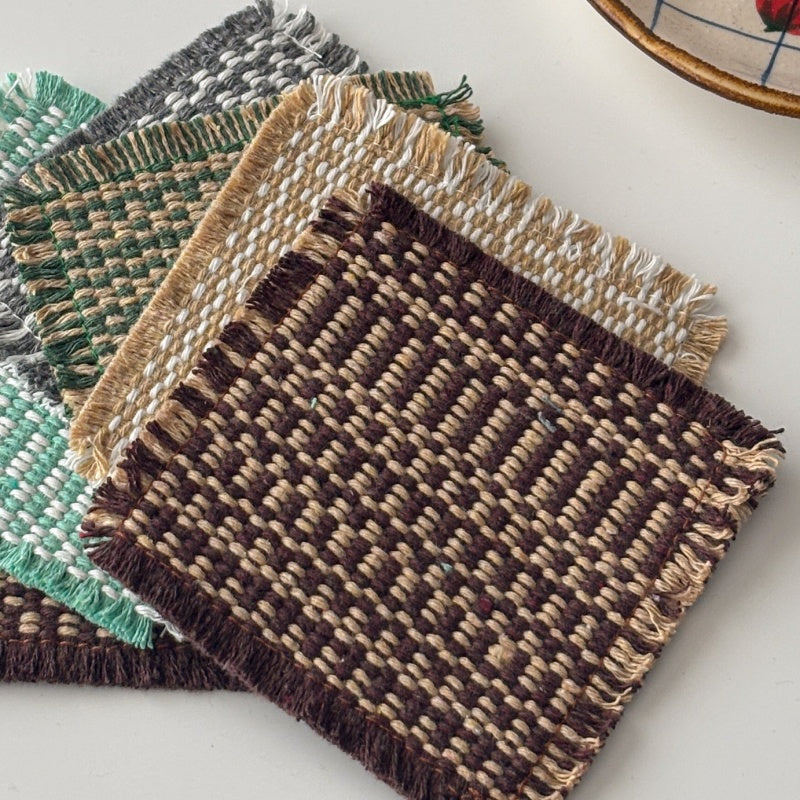 Retro Fabric Woven Coasters Set Of Five